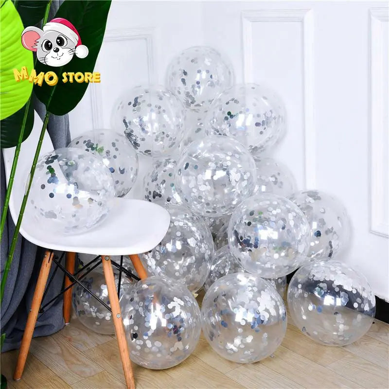 12Inch Silver Sequin Transparent Balloons Confetti Helium Baloons Party Decoration Ballons Birthday Wedding Balloons Sequins TheBridalShop.au