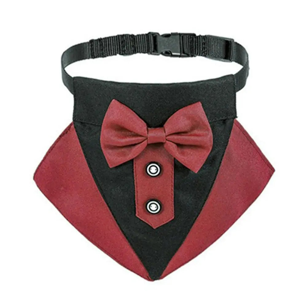 Dog Tuxedo Bandana Collar Pet Wedding Bow Tie Scarf Adjustable Dog Neckerchief Bowtie Collar Black Pet Formal Costume for Puppy TheBridalShop.au