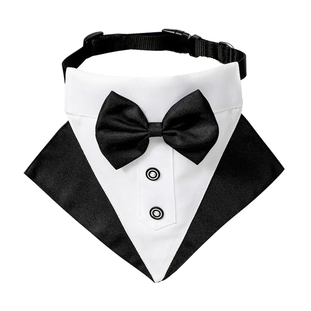 Dog Tuxedo Bandana Collar Pet Wedding Bow Tie Scarf Adjustable Dog Neckerchief Bowtie Collar Black Pet Formal Costume for Puppy TheBridalShop.au